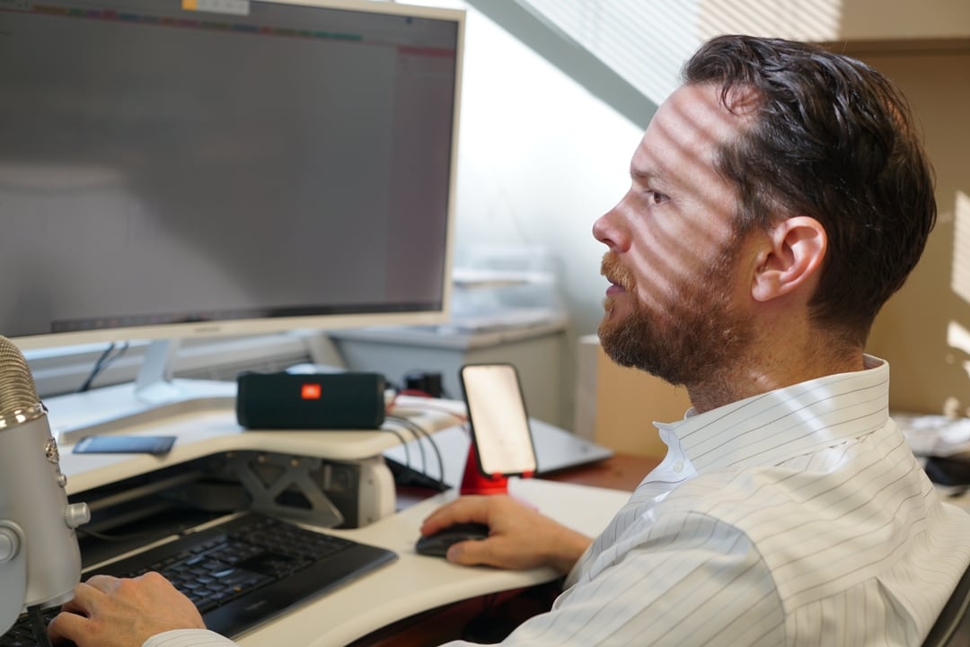 Joe working at desk